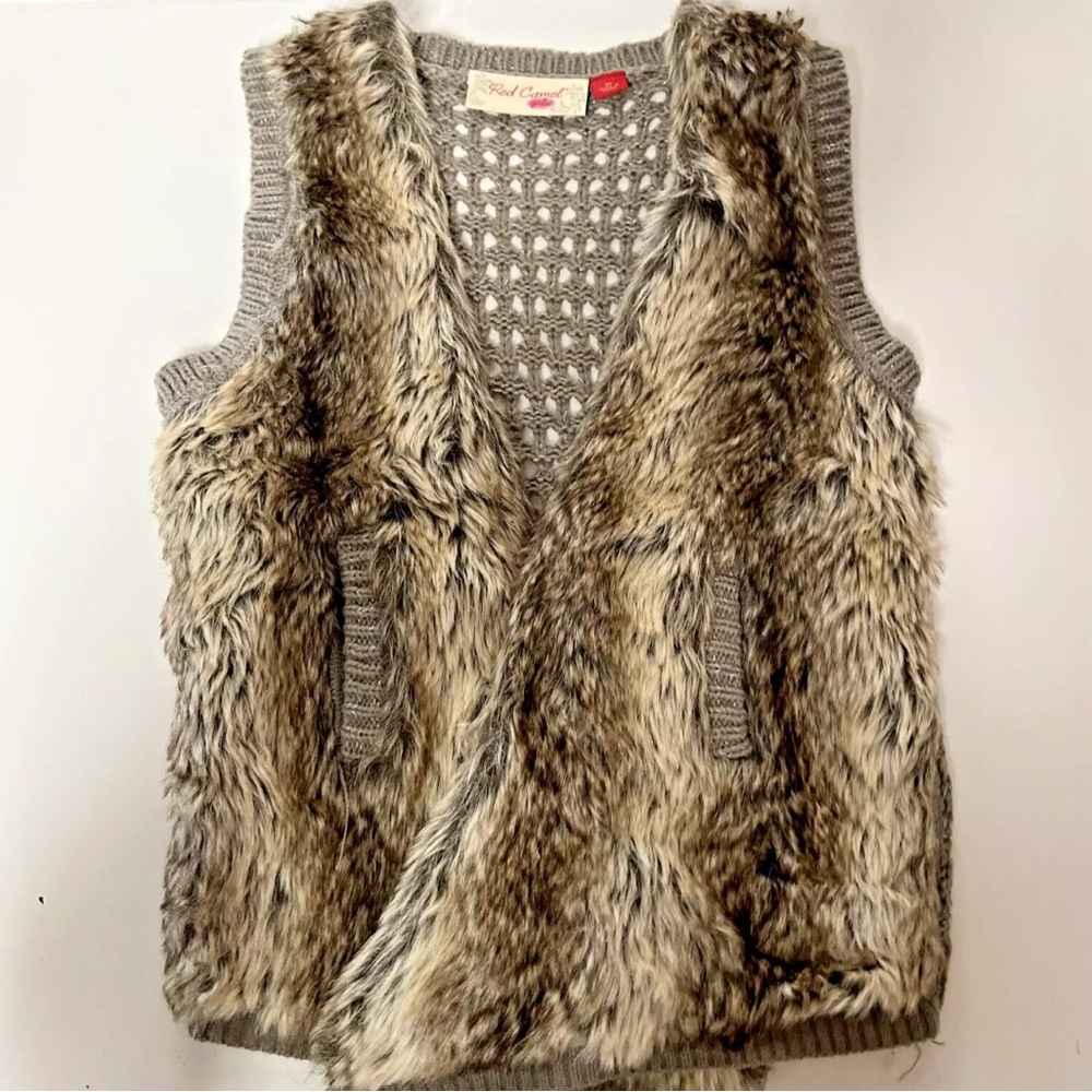 Red Camel Brown Faux Fur Vest